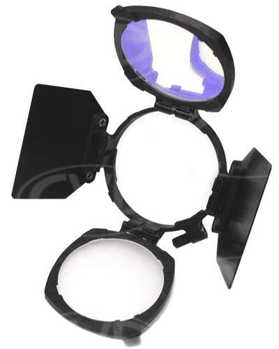 Rotable Accessory Kit comprising Holder, Barndoors, Dichroic and Diffuser