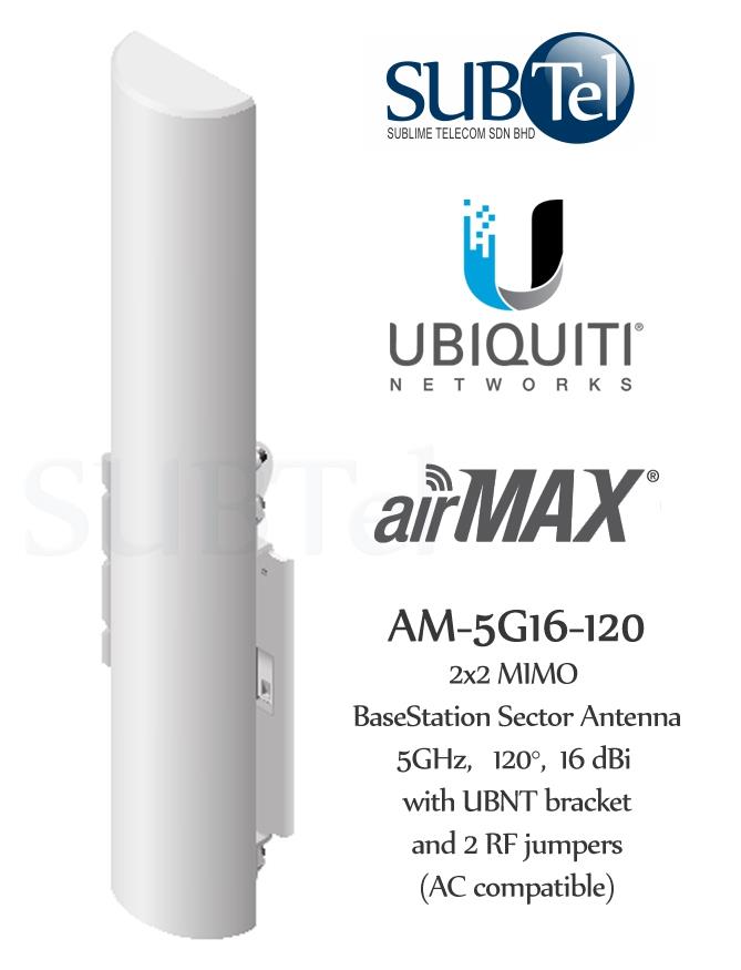 UBiQUiTi AirMax Mini Sector Antenna - 5GHz, 16 dBi, 120-deg, Dual-Pol